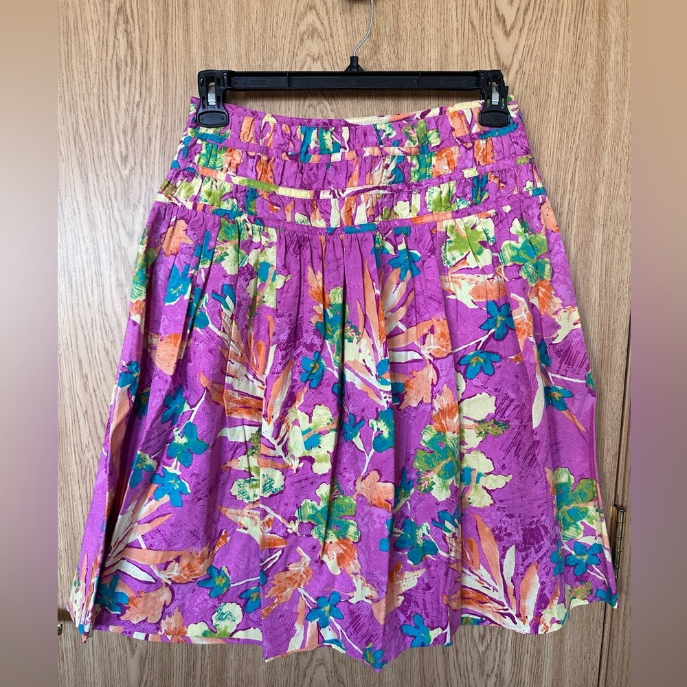New Jones Wear Jeans Pink Floral Cotton Flare Mid Skirt Women’s 4